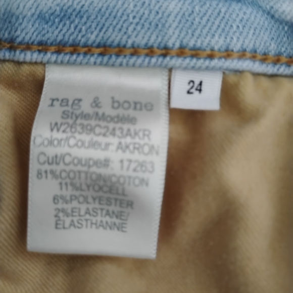 Rag & Bone Light Blue Denim Nina High Rise Skinny Destress Jeans Sz 24 - Picture 7 of 11